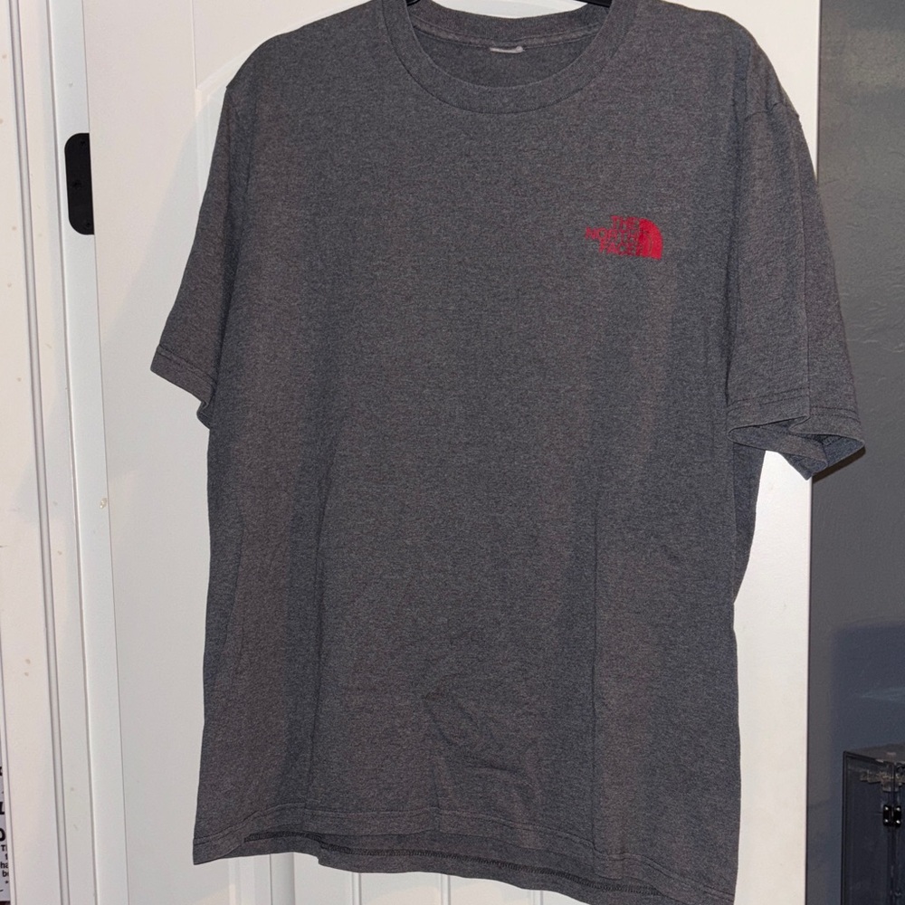 The North Face Men's Charcoal Tee with Red Logo